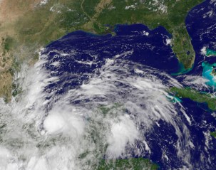 Tropical Storm Ingrid in a NOAA GOES-East satellite image captured on Sept. 13, 2013.