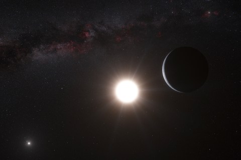 Artist's rendering of Alpha Centauri Bb, orbiting its parent star