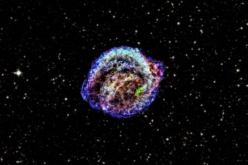 An X-ray and infrared composite illustrates the remnant of Kepler's supernova, the explosion that was discovered by Johannes Kepler in 1604.