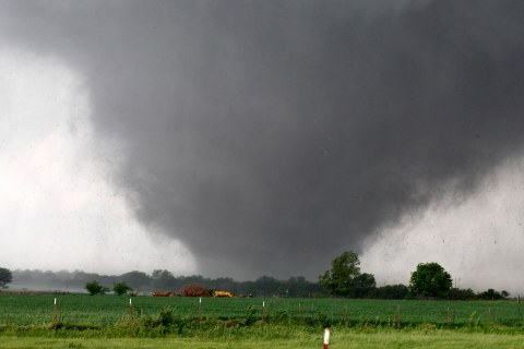 A tornado passes across south Oklahoma City, May 20, 2013.