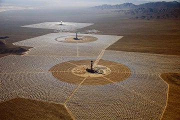 Brightsource Energy's Ivanpah Solar Project, a solar thermal electric generating facility in the Mojave Desert, is seen on Mar. 23, 2013.