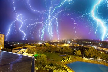 A multiple exposure photograph shows lightning striking above Maseru, capital of Lesotho, Sept. 27, 2011.