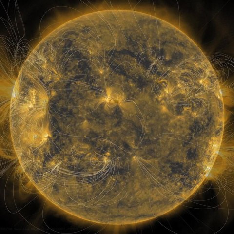 The underlying magnetic structure of the Sun and how it appears above its surface can be revealed by combining different images of the Sun taken at almost the same time, on June 7, 2013. 