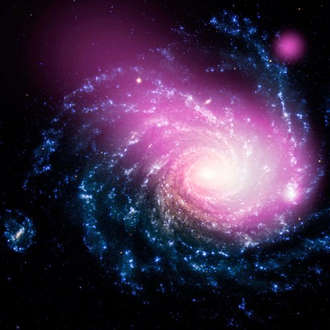 NASA’s Chandra X-ray Observatory reveals a massive cloud of multimillion-degree gas in a galaxy about 60 million light years from earth in this handout released by NASA on Aug. 14, 2013. The hot gas cloud is likely caused by a collision between a dwarf galaxy and a much larger galaxy called NGC 1232, according to NASA. 