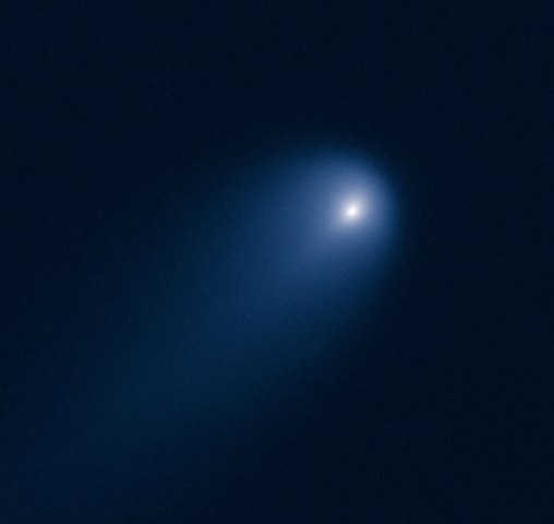 Comet (C/2012 S1) ISON photographed on April 10, 2013, by NASA's Hubble Space Telescope when the comet was slightly closer than Jupiter's orbit at a distance of 394 million miles from Earth.