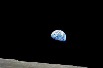 The iconic 'Earthrise' over the horizon of the moon during the Apollo 8 mission, on Dec. 24, 1968.
