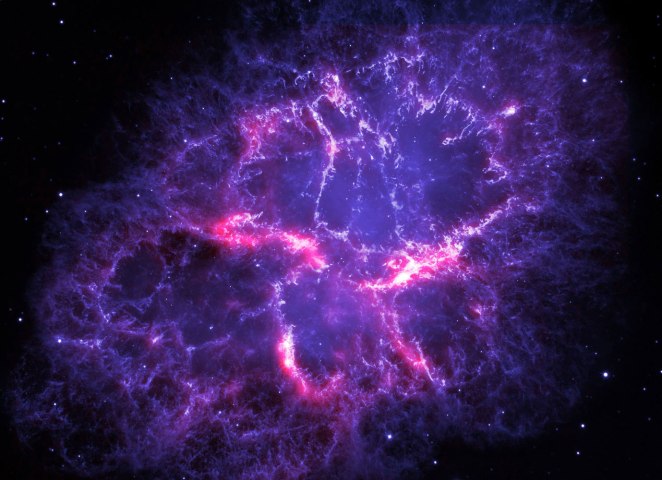 The most detailed view of the entire Crab Nebula to date, taken with Hubble's WFPC2 camera and released by NASA on Dec. 16, 2013.