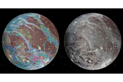 A global image mosaic assembled by incorporating the best available imagery from NASA's Voyager 1 and 2 spacecrafts and NASA's Galileo spacecraft, released on Feb. 12, 2012.